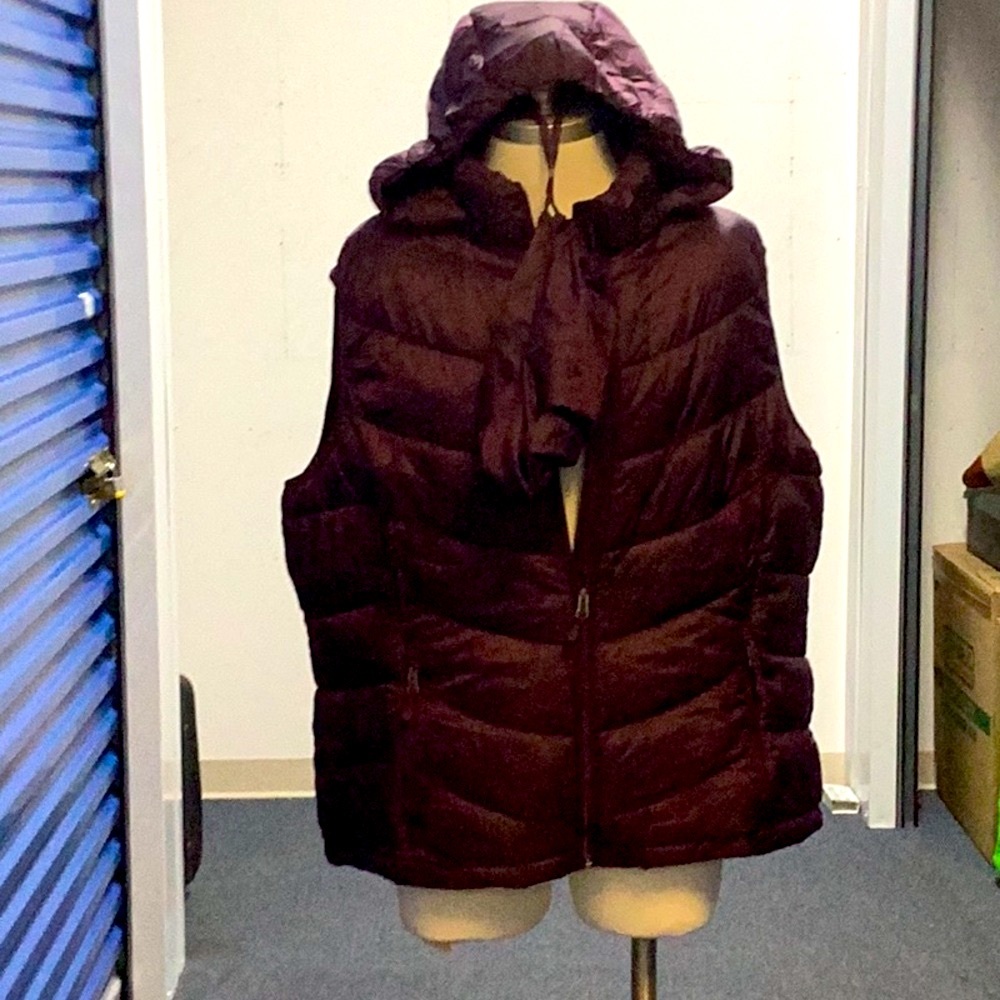 Charter Club Burgundy Quilted Vest with a Hood